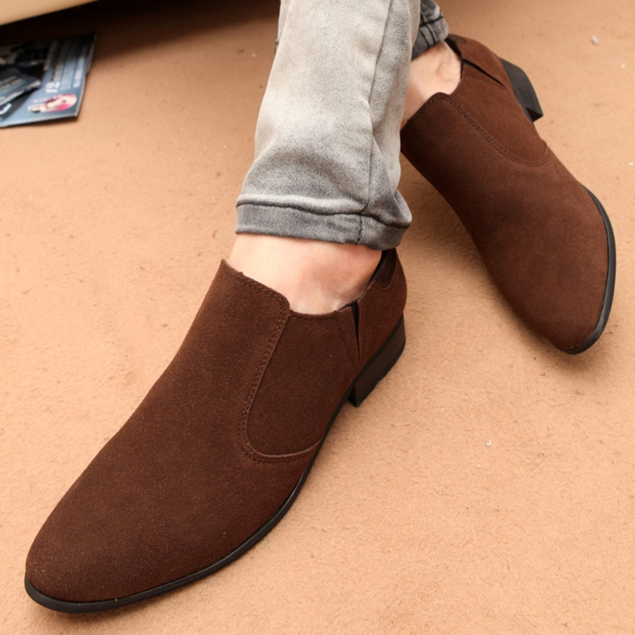 slip on brown shoes mens
