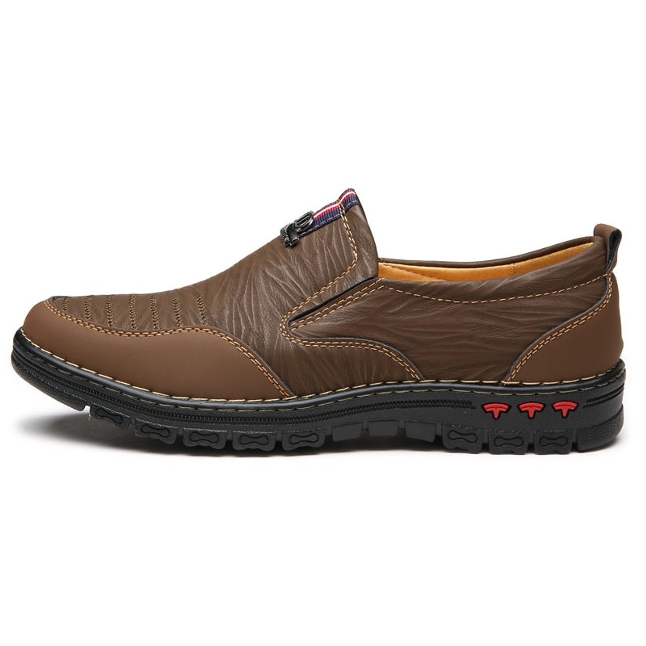 2018 Spring Split Leather Casual Shoes Men Loafers Slip On Men