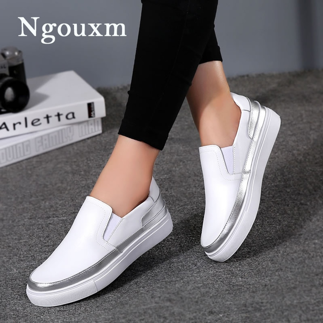 slip on leather shoes womens