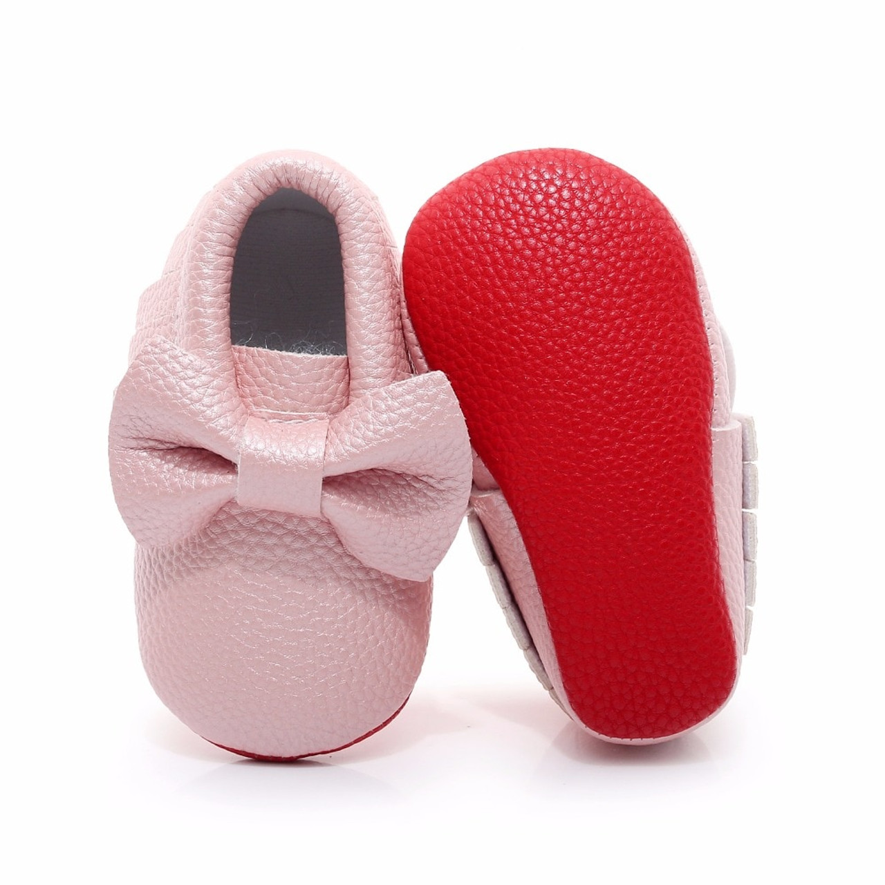 red leather baby shoes