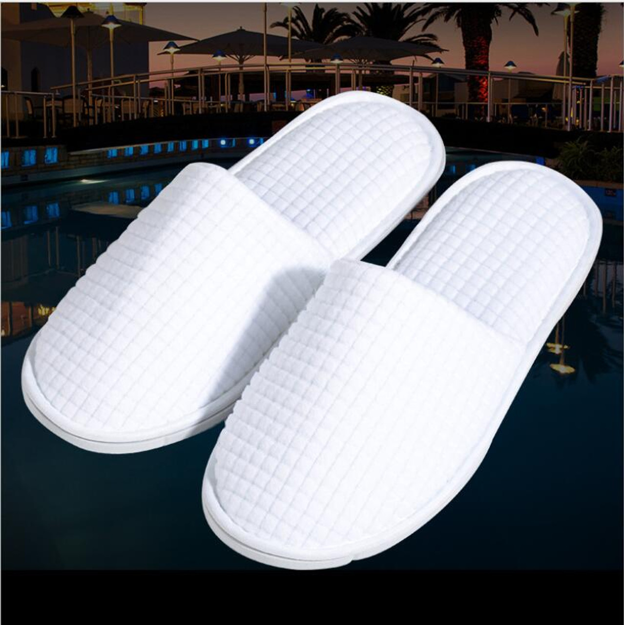 white spa slippers