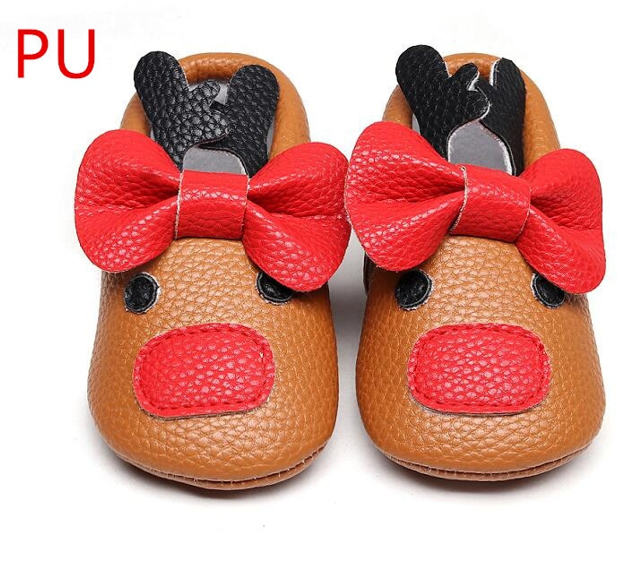 red leather baby shoes