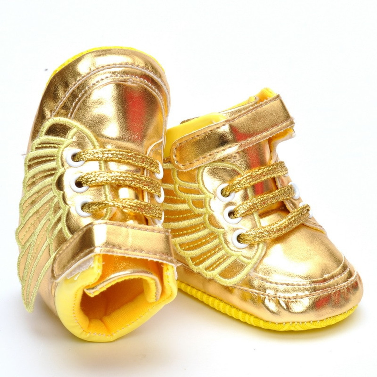 gold crib shoes