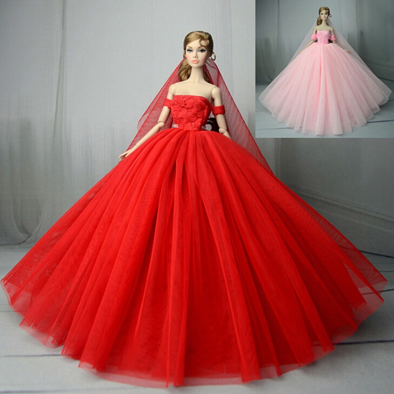 Wedding Dress For Girl Doll Princess Evening Party Clothes Wears