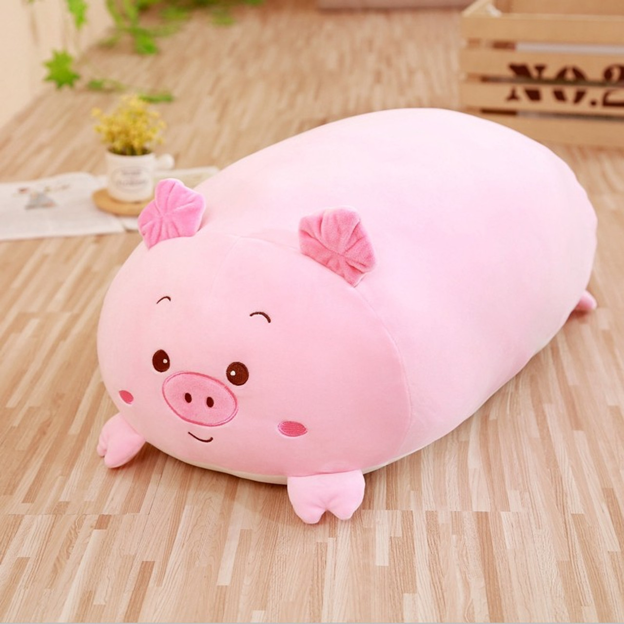 large stuffed animal pig