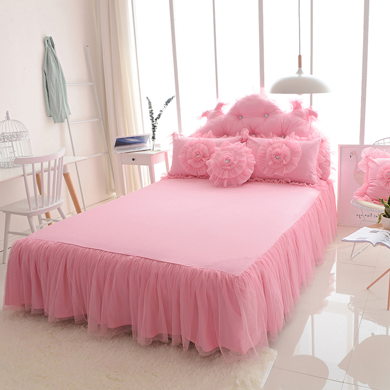 Korean Princess Style Lace Flower Fold Lace Design Duvet Cover Bed