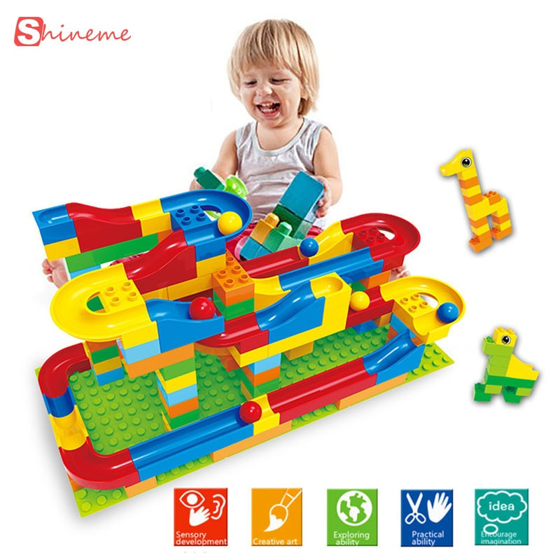 race run maze balls track building blocks