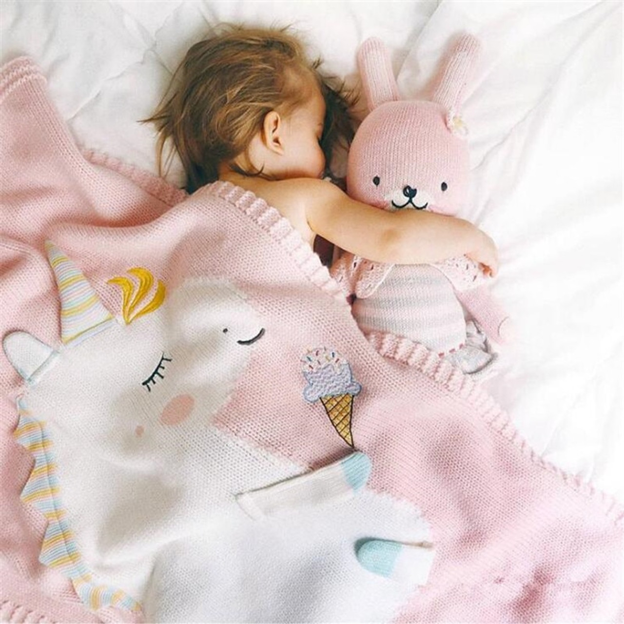 60120cm Baby Blankets Infant Kids Unicorn Animal Soft Warm Knit Swaddle Kids Bath Towel Lovely Newborn Baby Bedding Props OnshopDealsCom