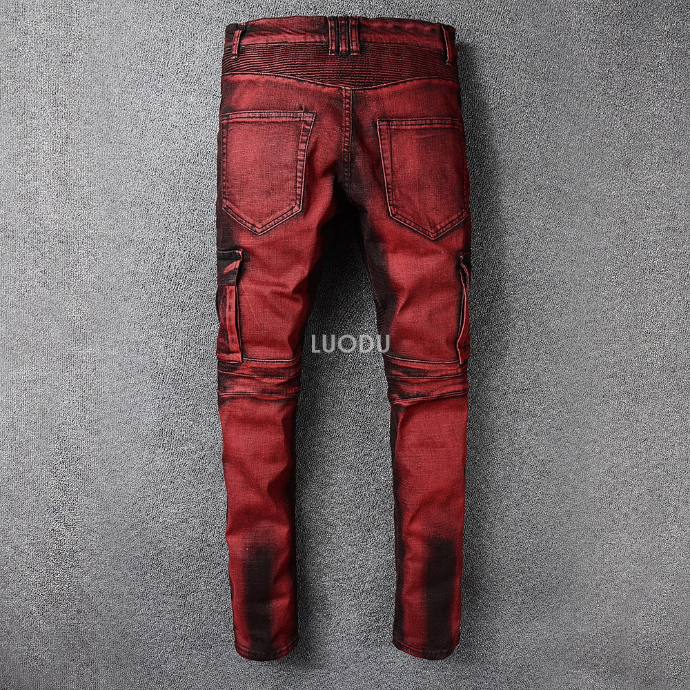 Men's Multi Pocket Moto Pants Ribbed 