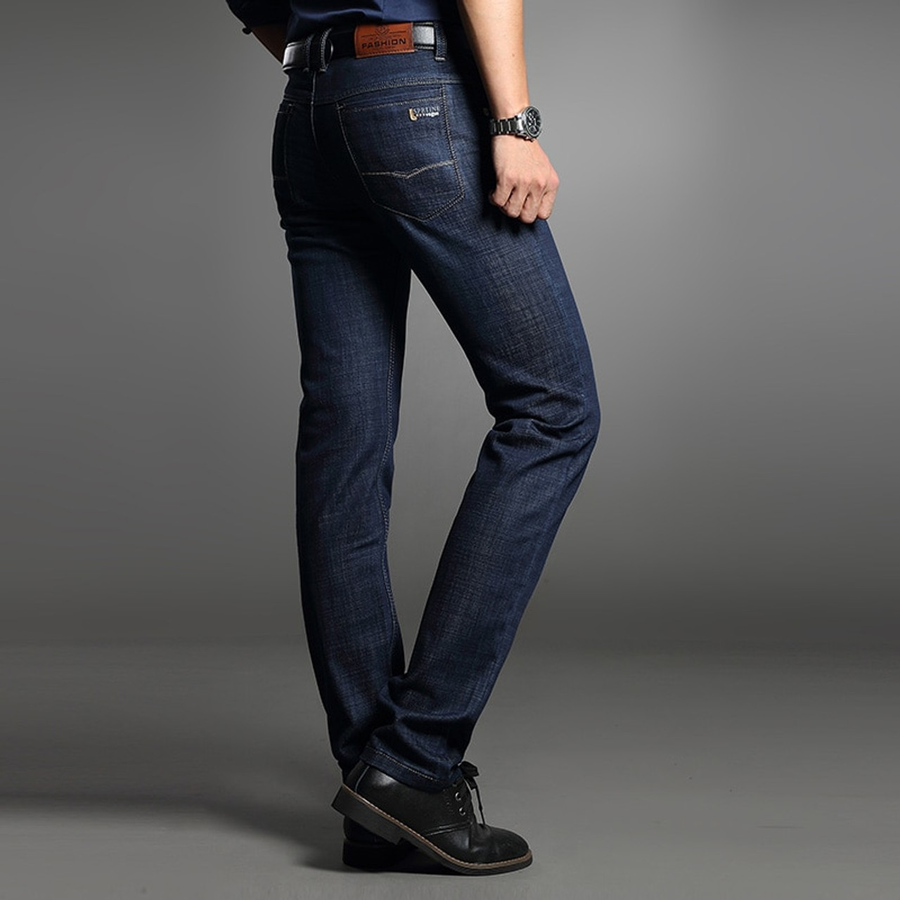 Drizzte Men's Jeans Blue Denim Business Stragiht Silm Fit Jeans Size 30 32 34 35 36 38 Jean for Men - OnshopDeals.Com