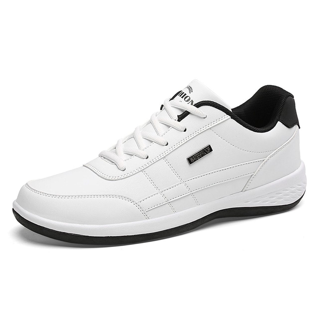 casual white leather shoes