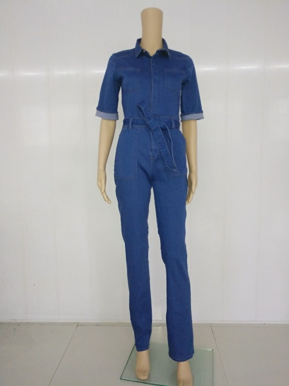 one piece denim jumpsuit