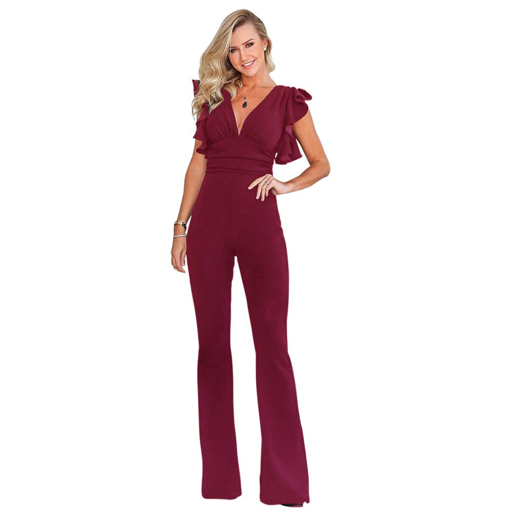 jumpsuit deep v neck
