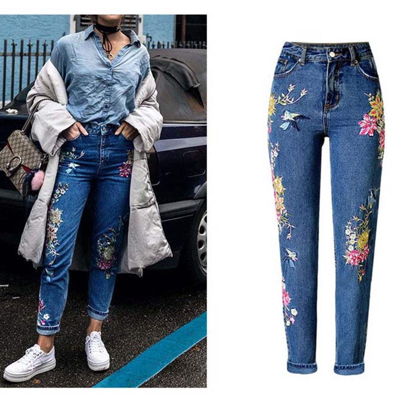 long denim pants