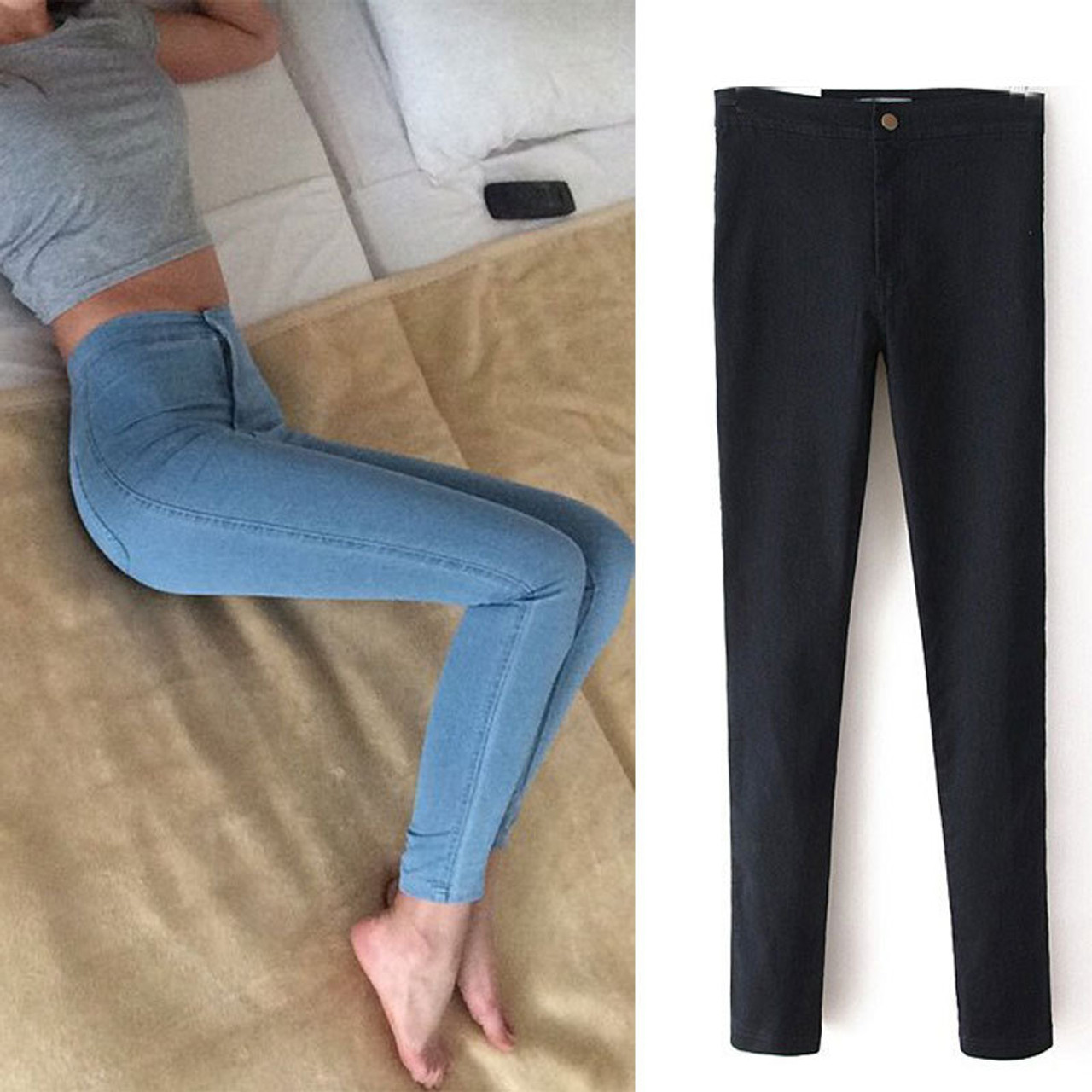 high waist jeans trousers for ladies