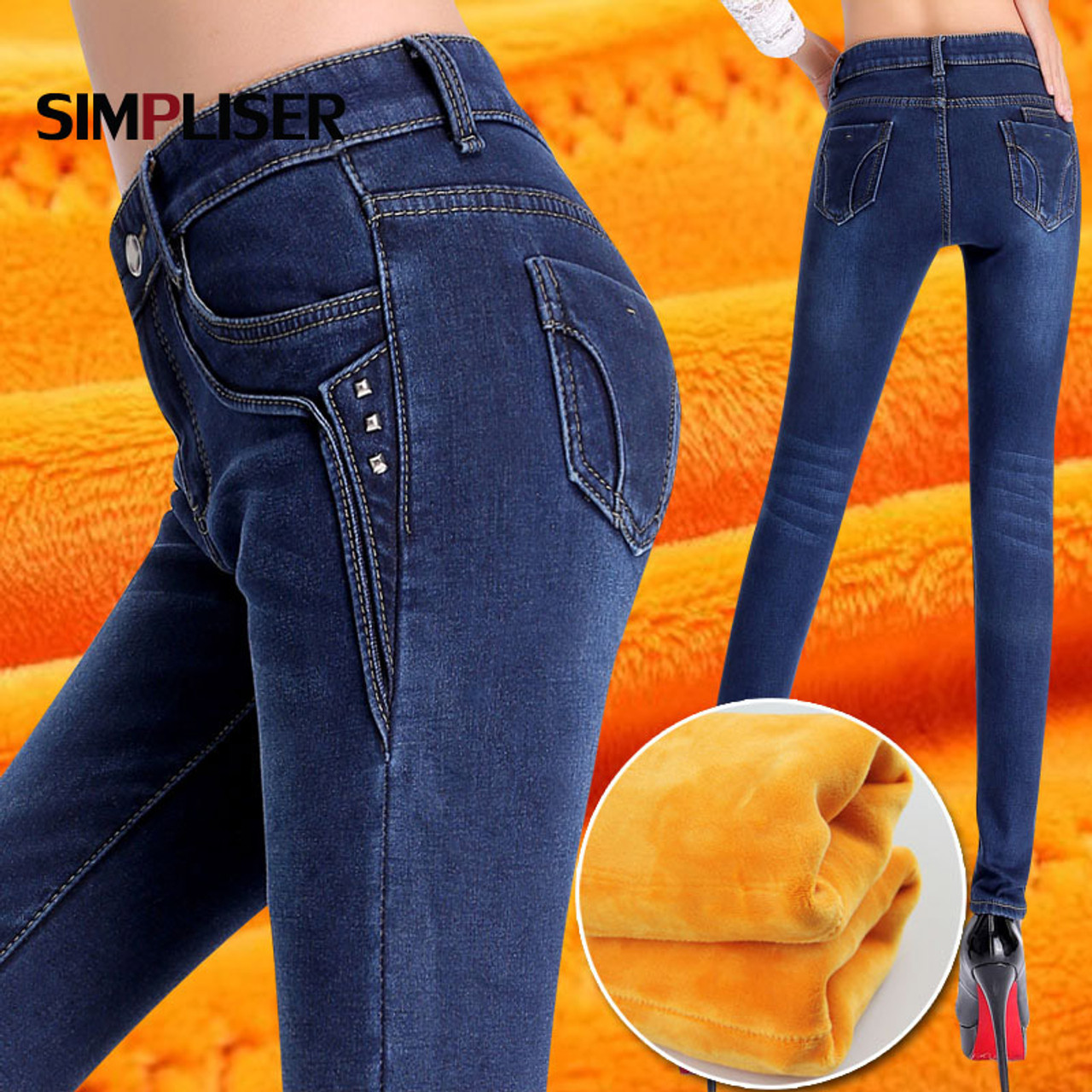 Jeans for Women Women's Casual High-Waist Lace-Up Denim Trousers Slim  Stretch Jeans Trousers Womens Jeans Blue XXXL - Walmart.com