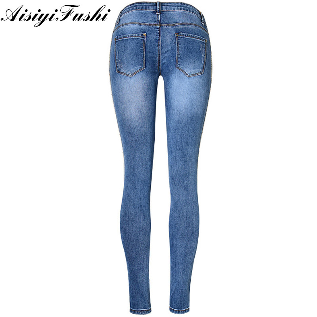 patchwork skinny jeans womens
