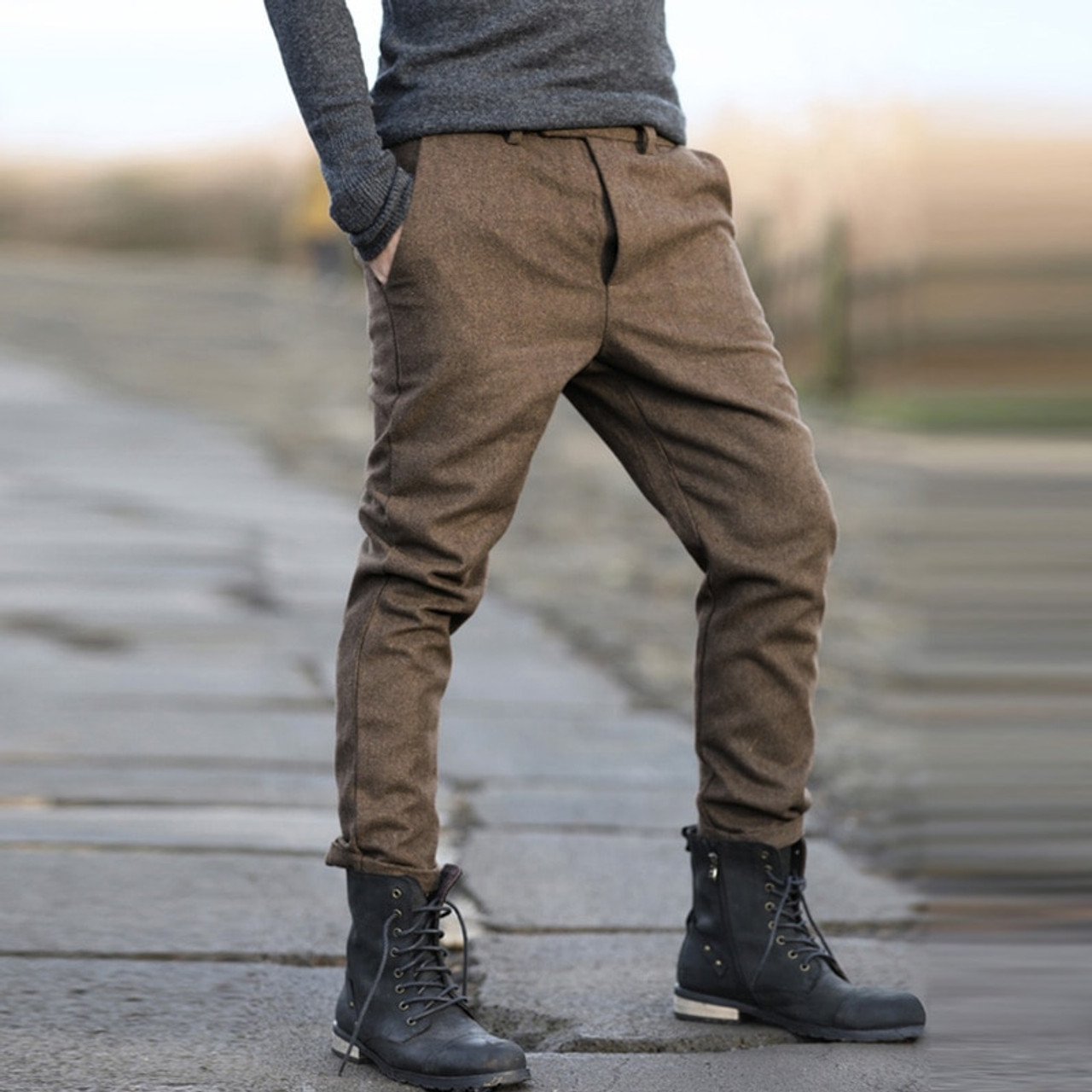 mens slim fit casual trousers