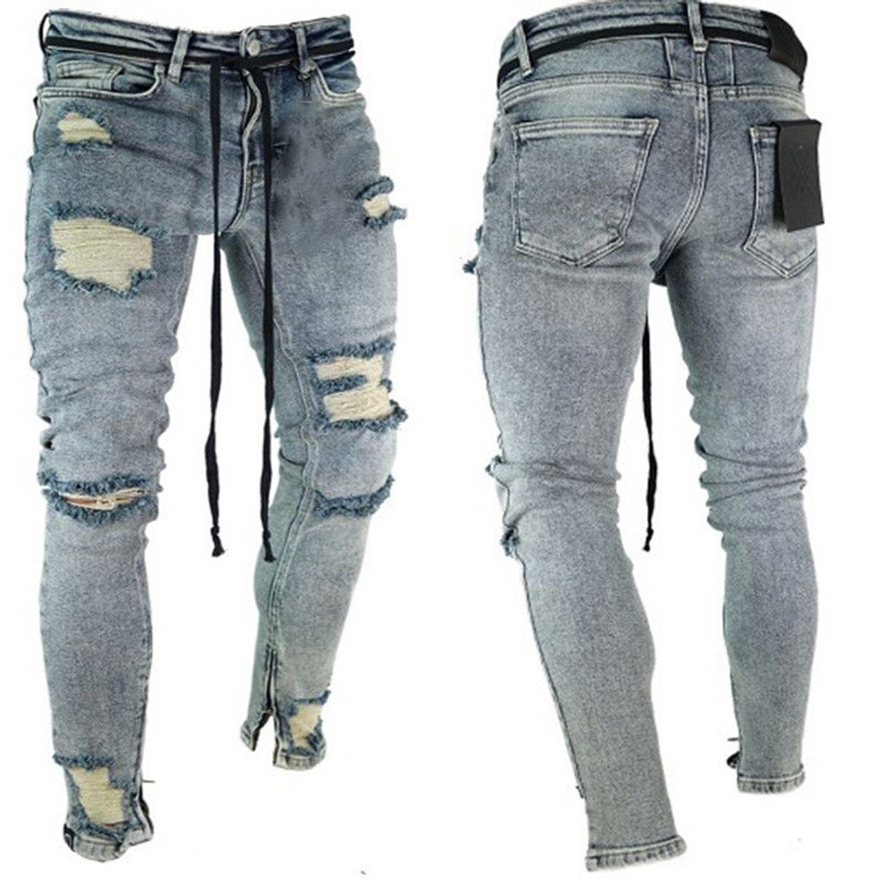 skinny ripped biker jeans