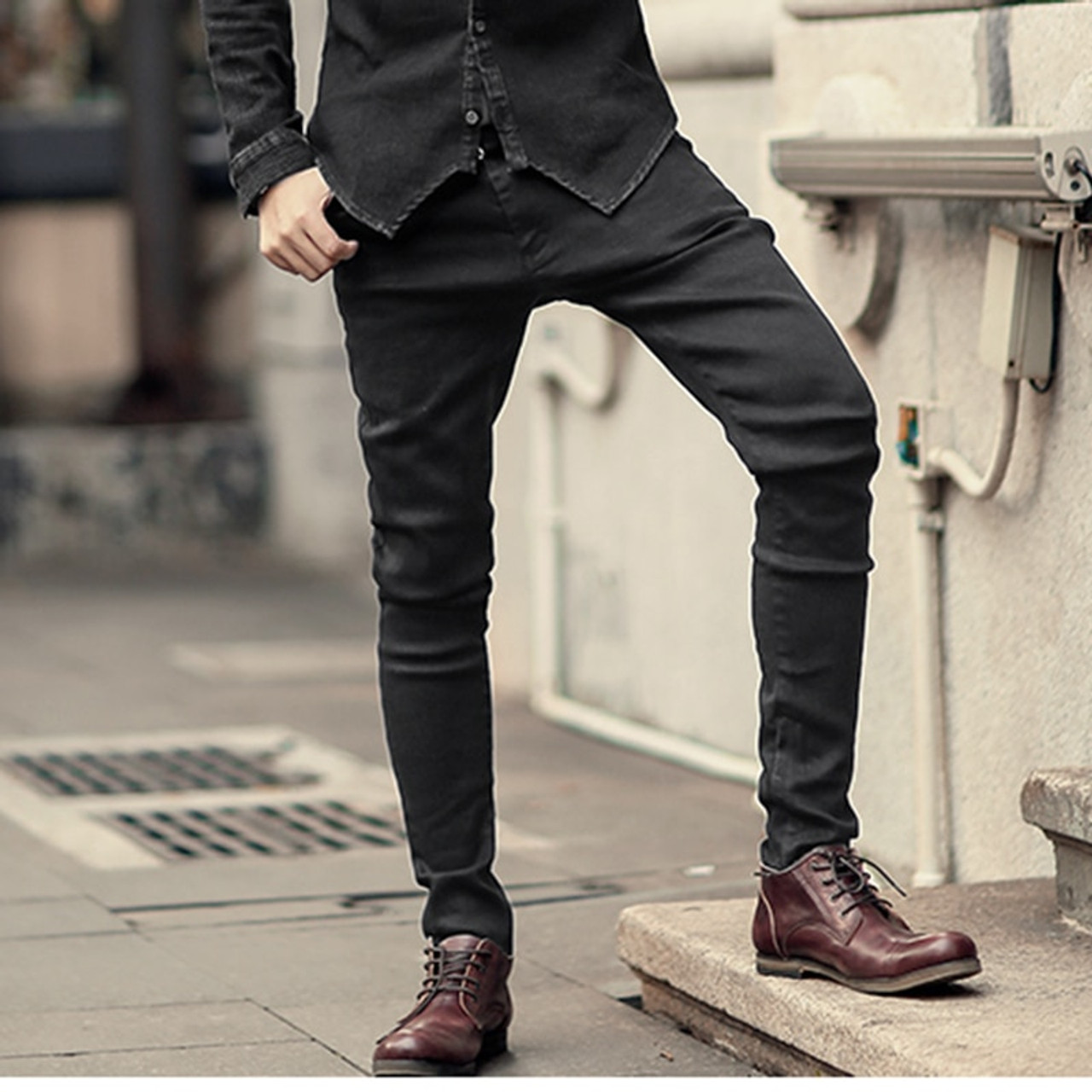 Black Skinny Cargo Pants  Mens Streetwear  Monocloth  Monocloth