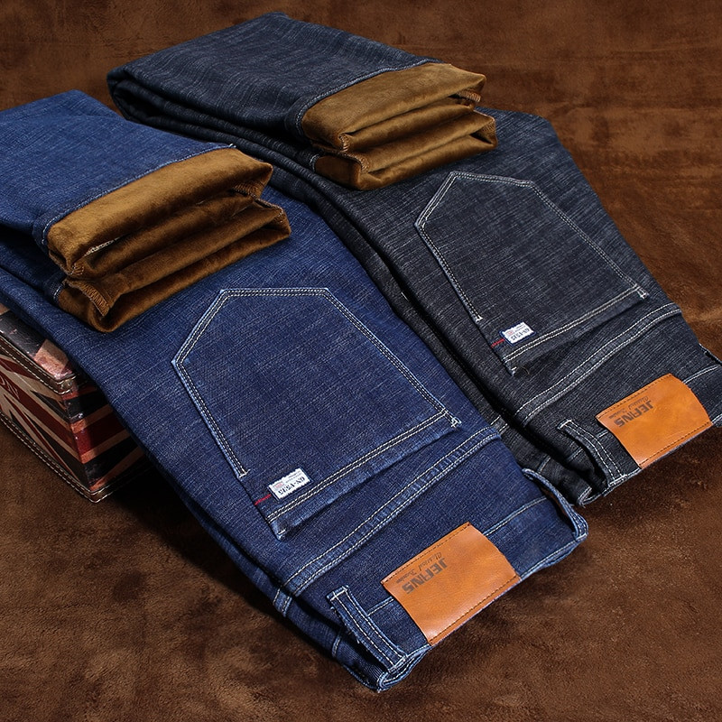 2018 New Men's Winter Brand Jeans Warm 