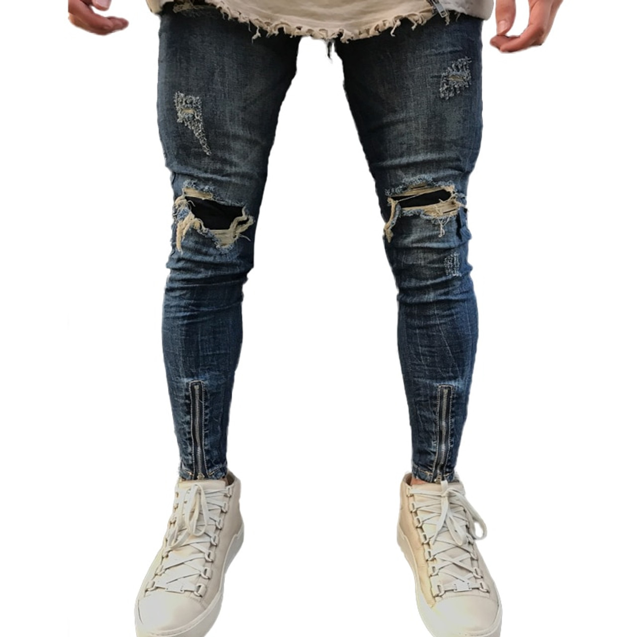 mens biker jeans ripped