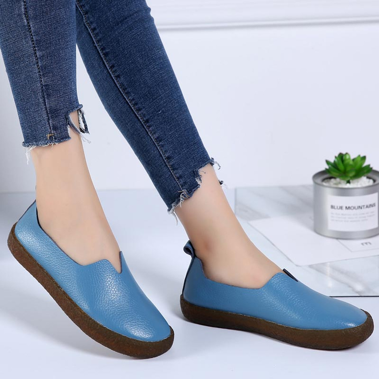 New Arrival Plus Size Loafers Ladies Shoes Casual Comfortable Flats Female Shoes Genuine Leather Shoes Woman Tenis Feminino Onshopdeals Com
