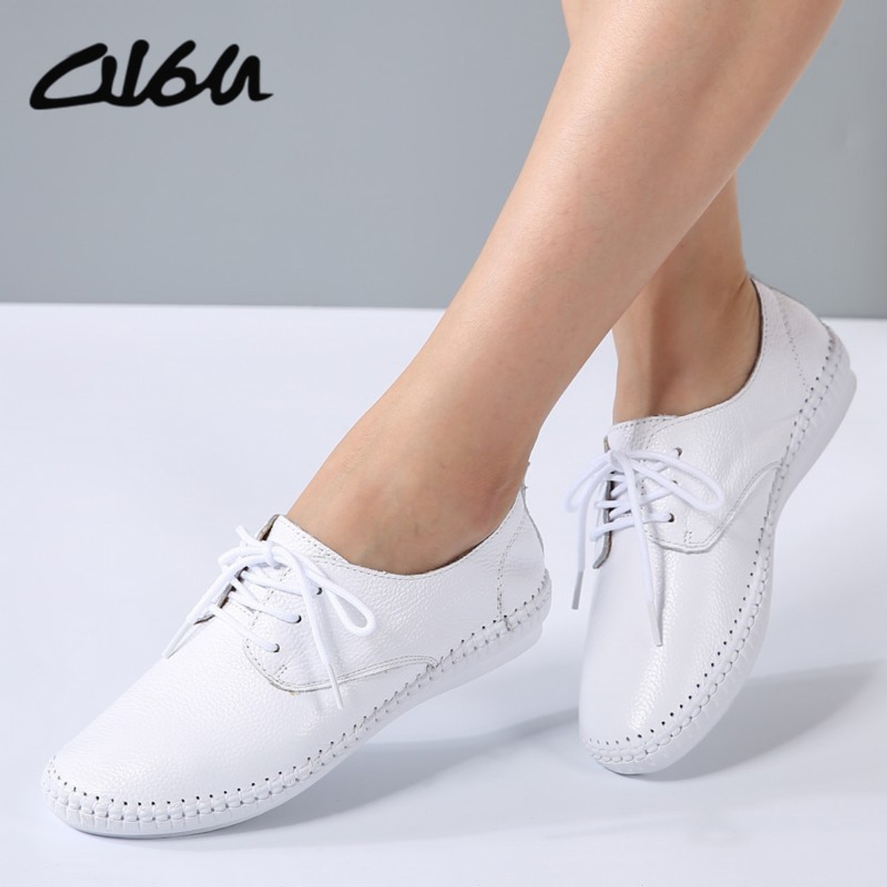 ladies soft leather lace up shoes