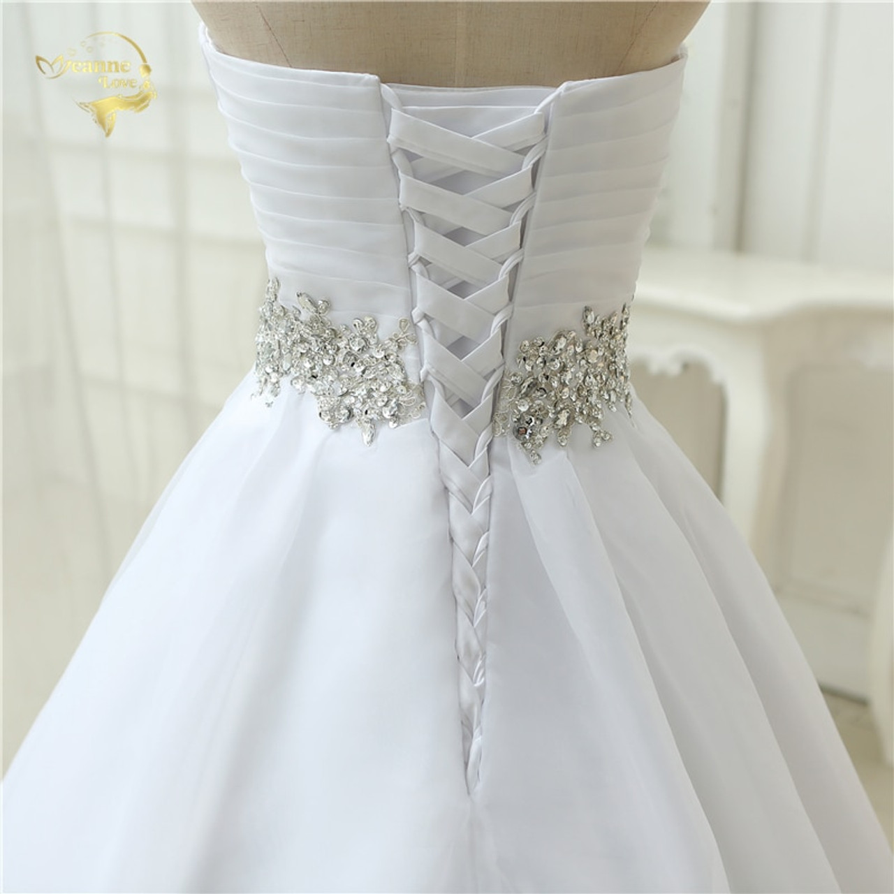 hot sale white vestido de noiva 2019 new design a line perfect belt robe de mariage strapless lace up wedding dresses ow 7799