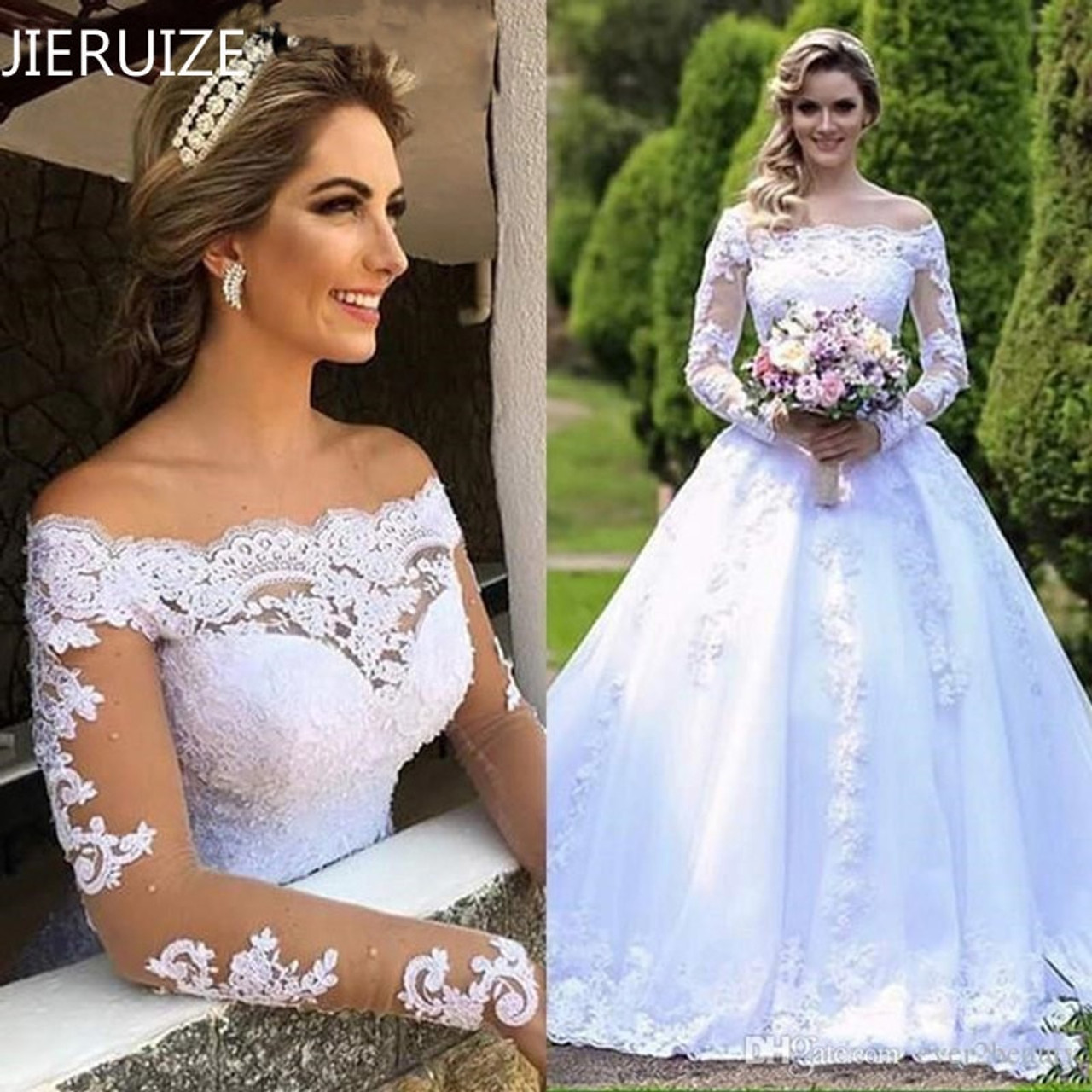 Cap Sleeves Bridal Dresses Lace Tulle Plus Size Wedding Ball Gowns 2019  M9053