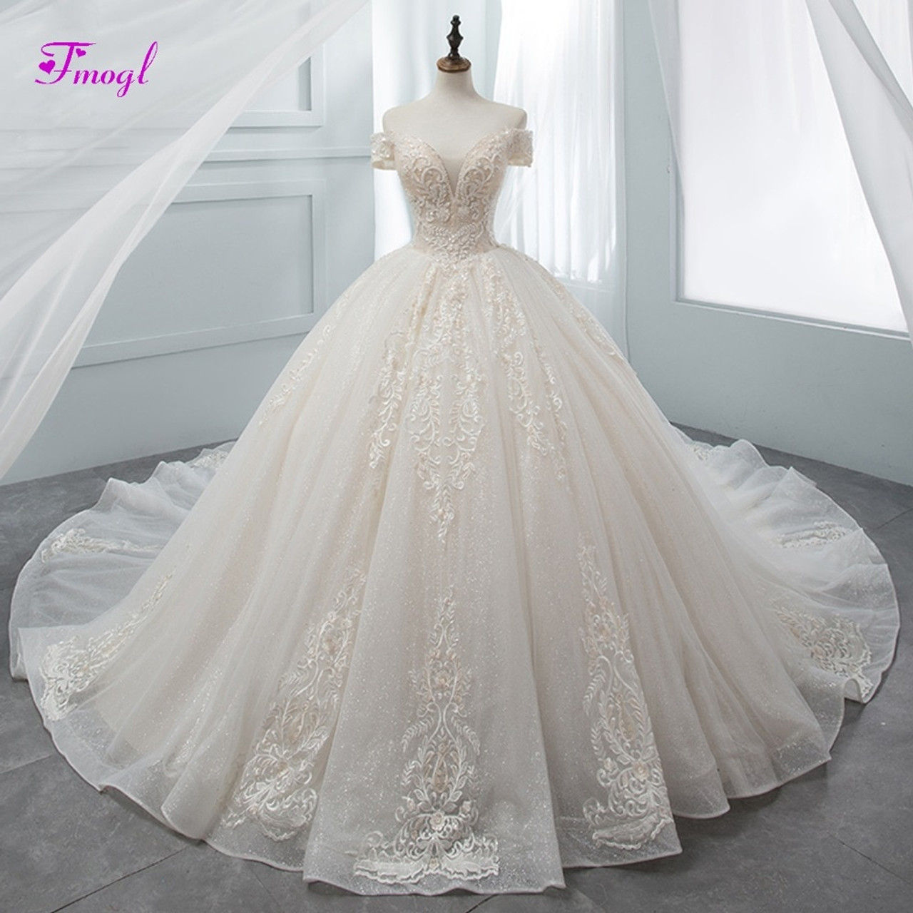 Stunning Plus Size Huge Ballgown Wedding Dress With Sheer Neckline,  Crystals, Ruffles, Appliques, And Illusion Sleeves From Shiningirls,  $304.63 | DHgate.Com