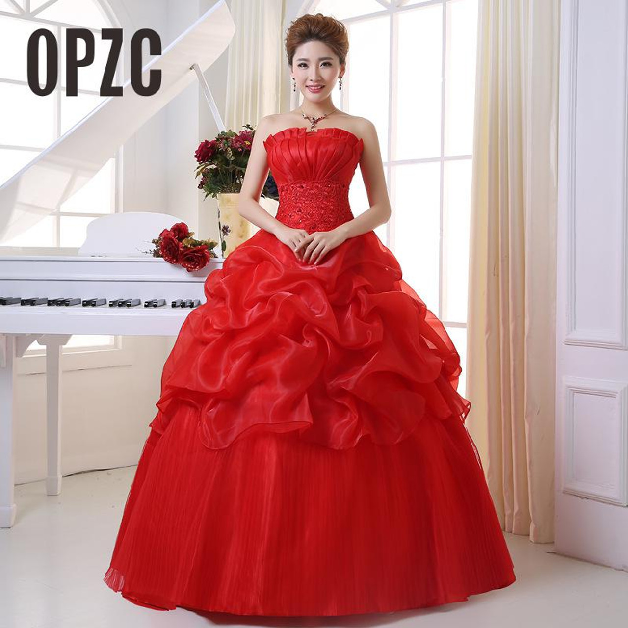 17 New Arrive Korean Style Red Fashion Girl Crystal Princess Bridal Dress Sexy Lace Apparel Style Formal Wedding Dresses 1 Onshopdeals Com