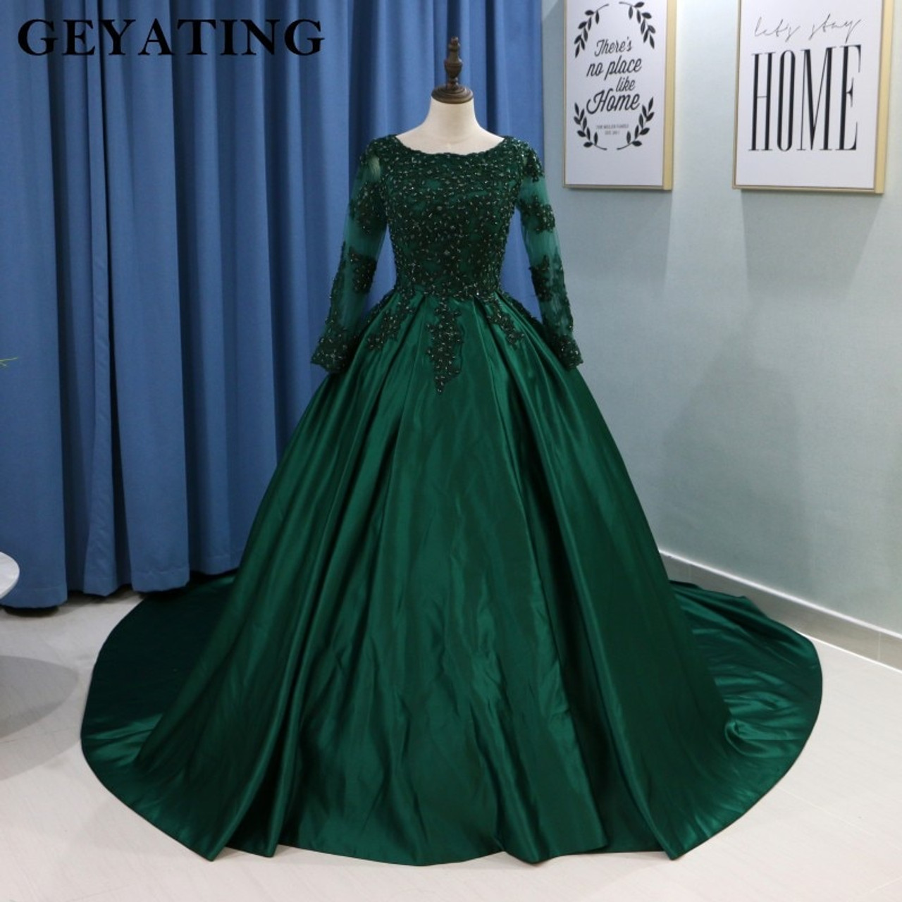 Emerald Green Gowns With Sleeves Outlet ...