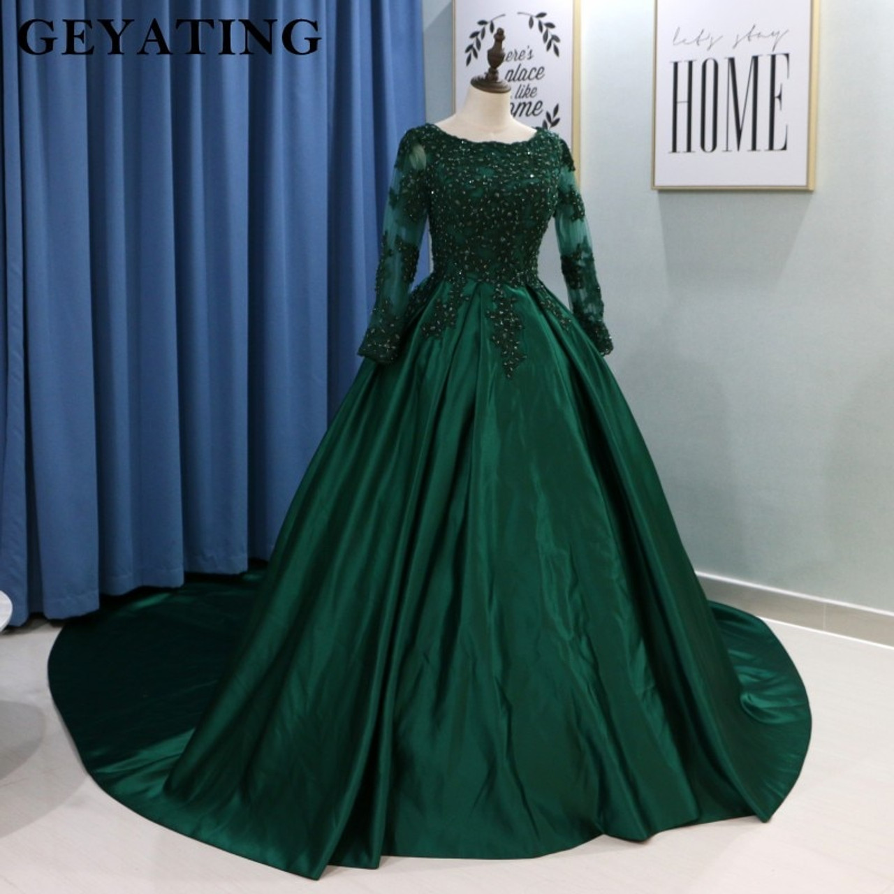 Green Gown With Sleeves Outlet, 50% OFF ...