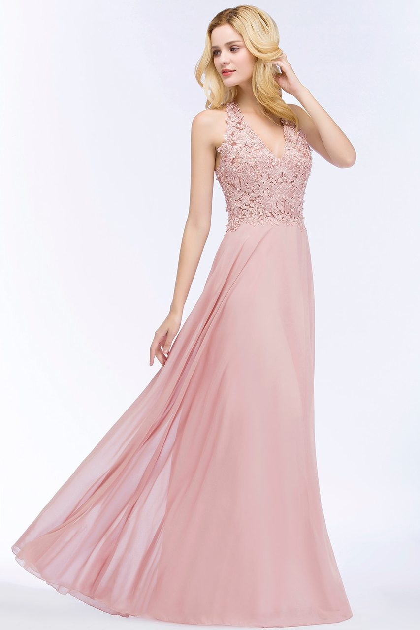 long lace chiffon dress