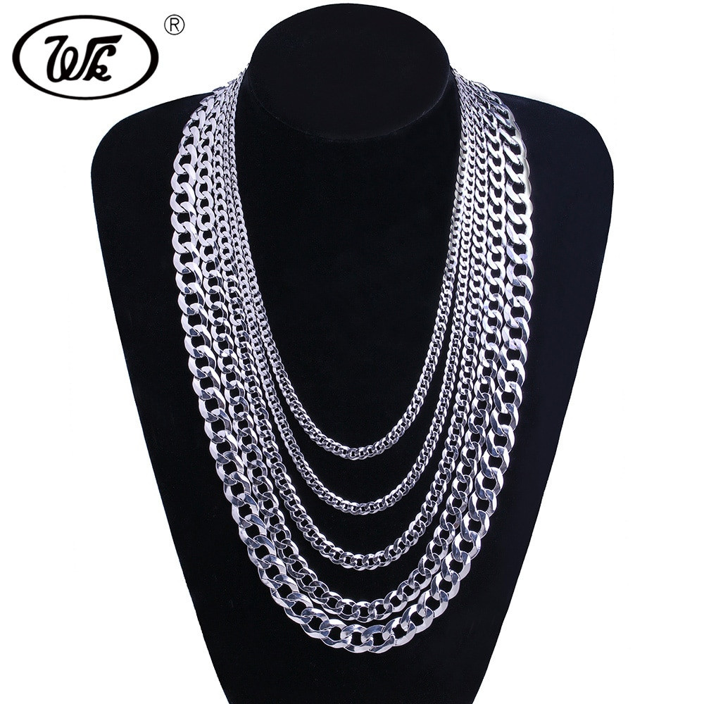 WK Italy 925 Silver Chain Men Male Boys 