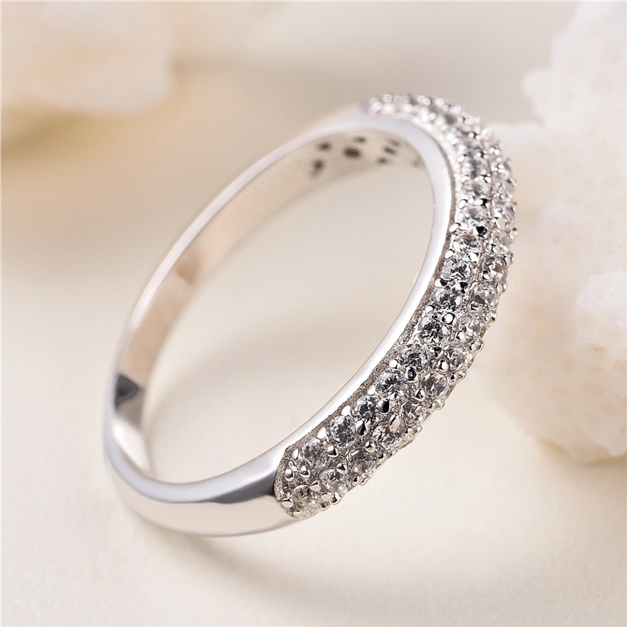 Sterling Silver Feather Rings | Silver Feather Ring Zircon | Silver Ring  Real Sterling - Rings - Aliexpress