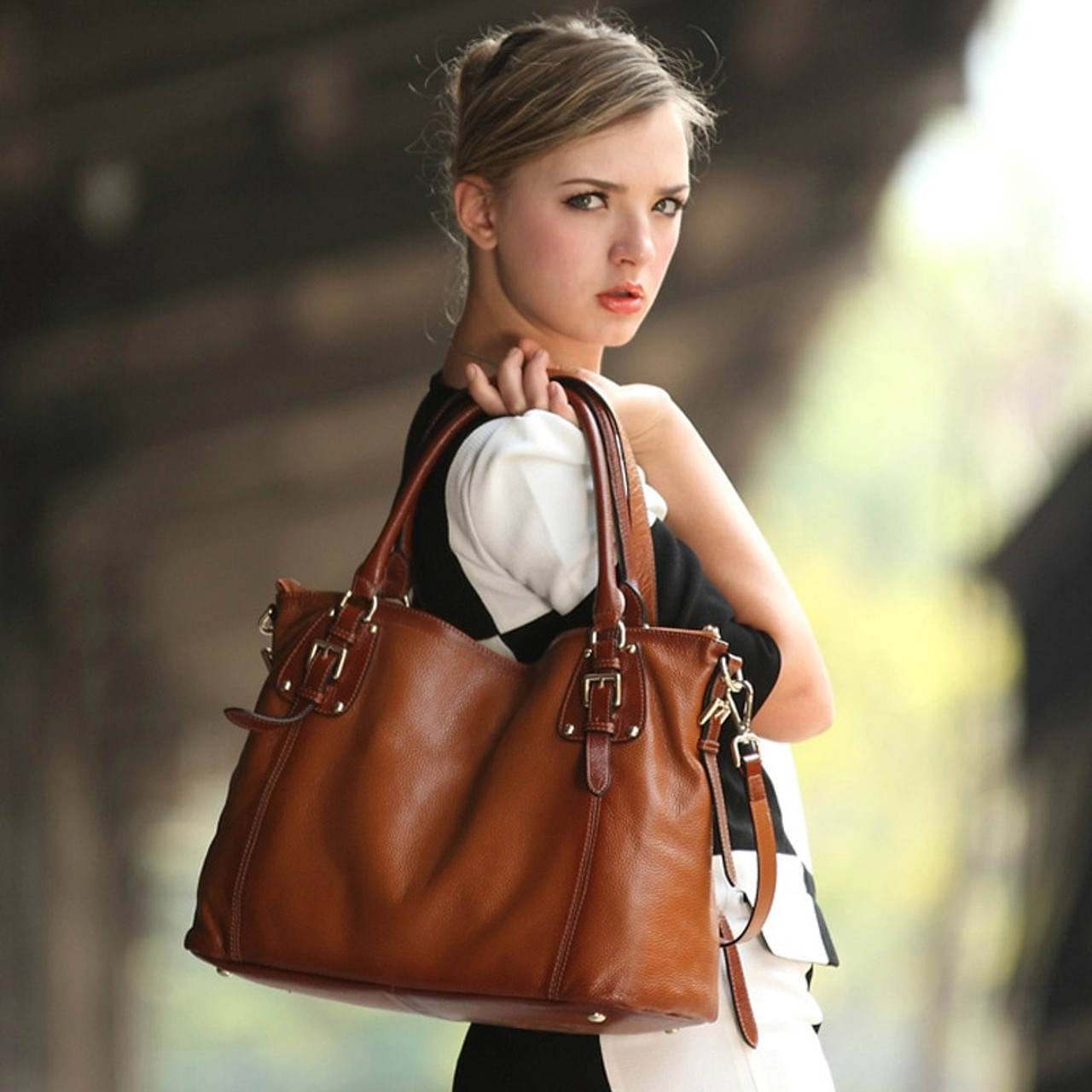 Women's New Soft Real Leather Satchel Messenger Cross Body Handbag Purse