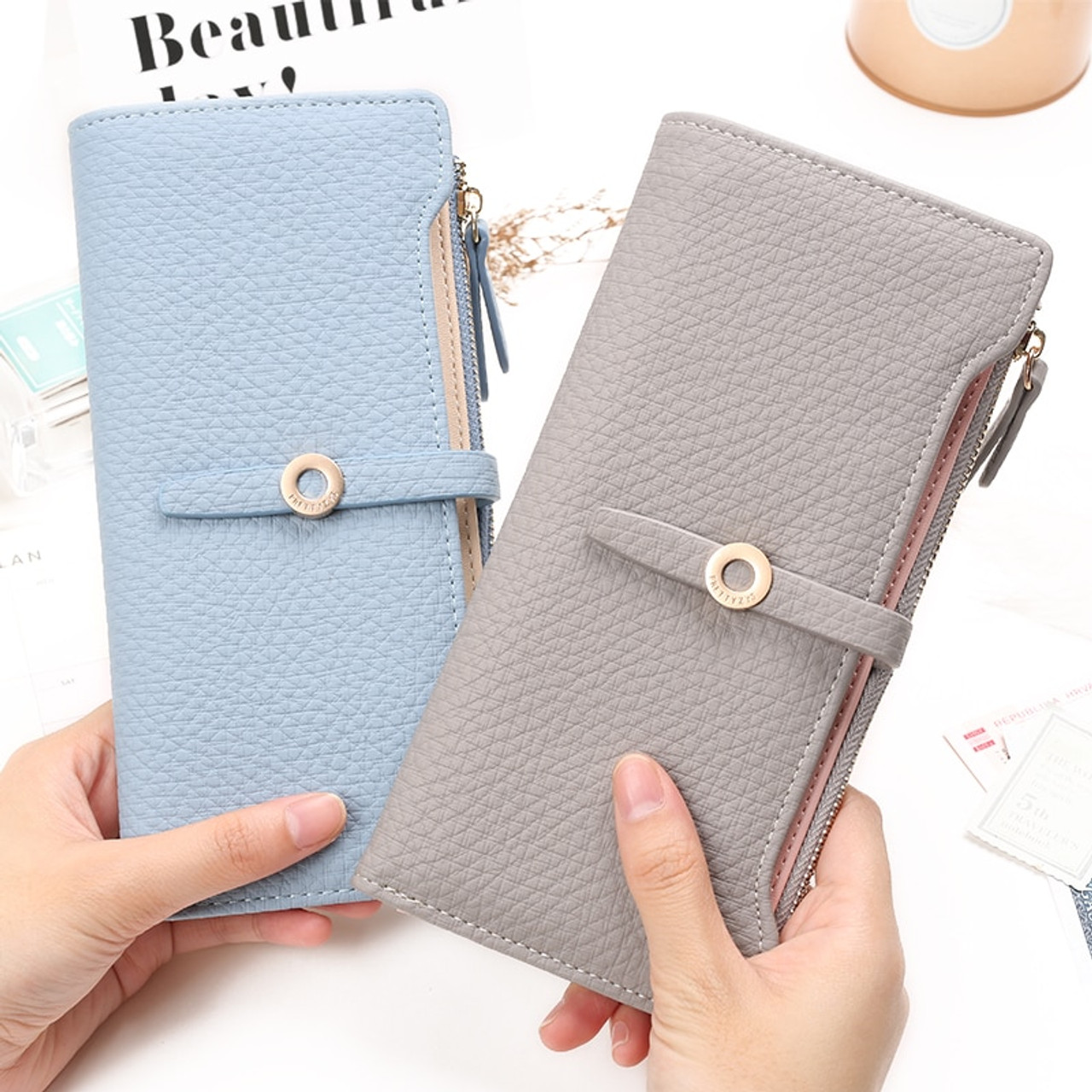 Top Quality Latest Lovely Leather Long Women Wallet Fashion Girls Change Clasp Purse Money Coin Card 36584.1546846740