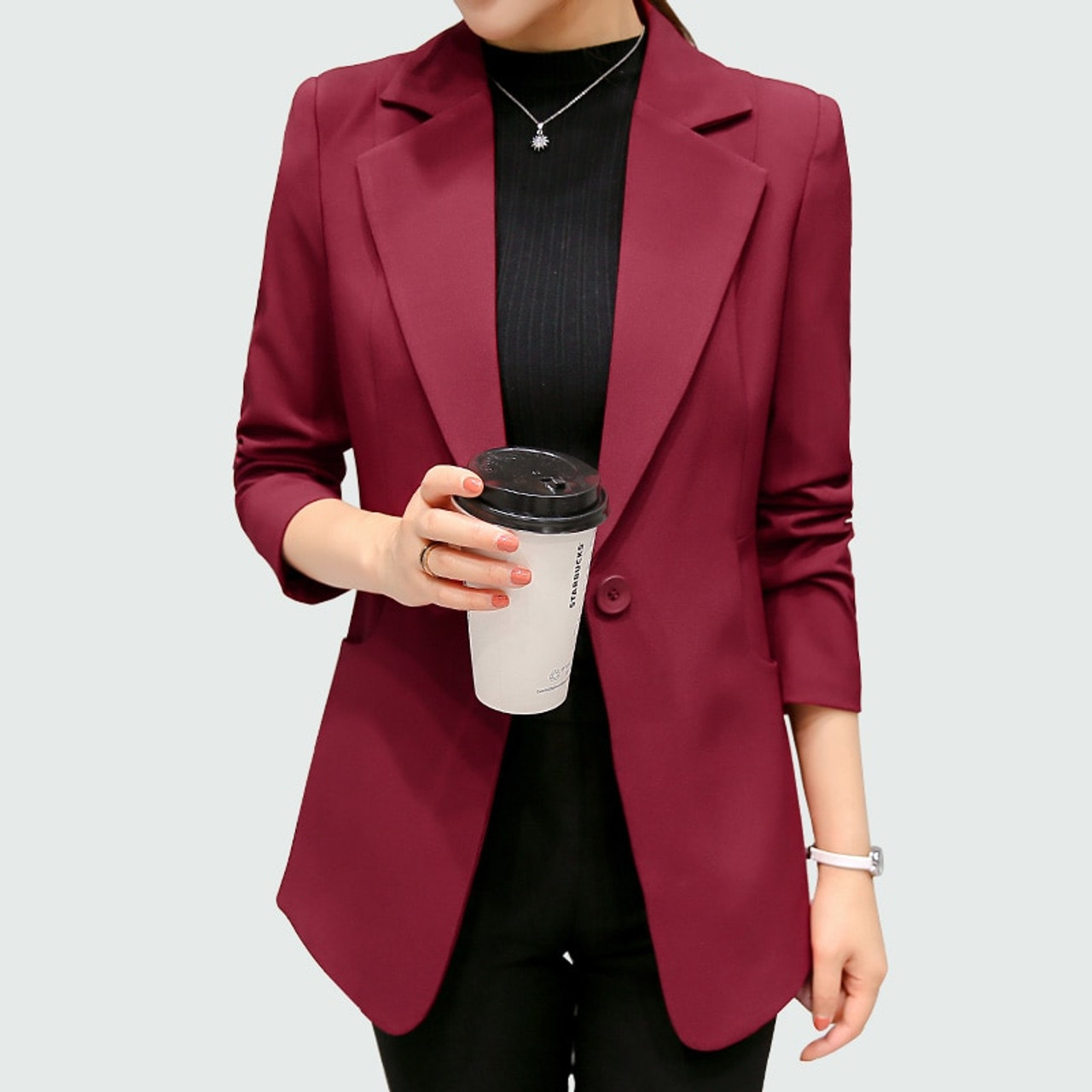 Amazon.com: Ladies Fashion Casual Solid Color Long Sleeve Lapel Suit Style  Small Jacket Fashion Winter Jackets Women (Brown, S) : Clothing, Shoes &  Jewelry