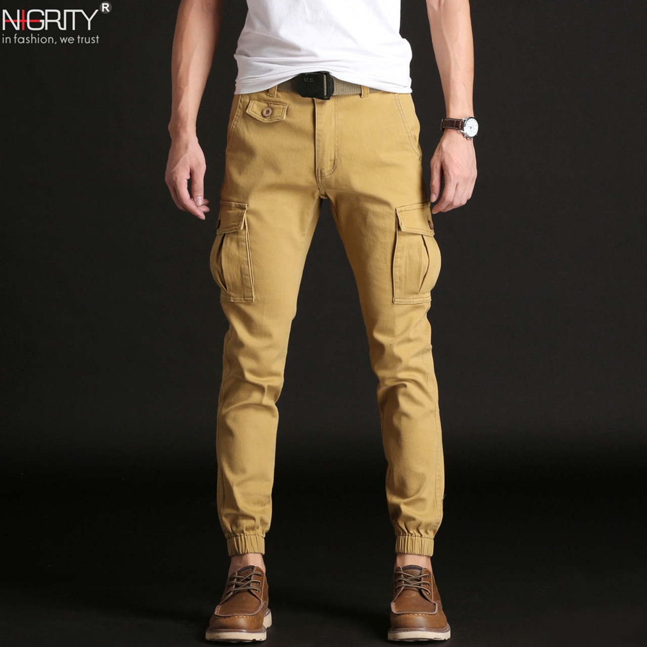 Buy RARE RABBIT Solid Cotton Slim Fit Men's Casual Trousers | Shoppers Stop