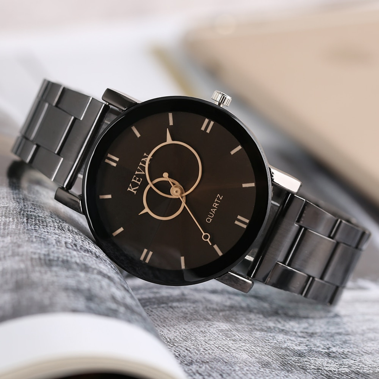 Kevin Women Simple Two Circles Black Dial Quartz Watches Analog Cute Ladies Dress Wrist Watch Modern 2019 New Arrival Relogio Onshopdeals Com