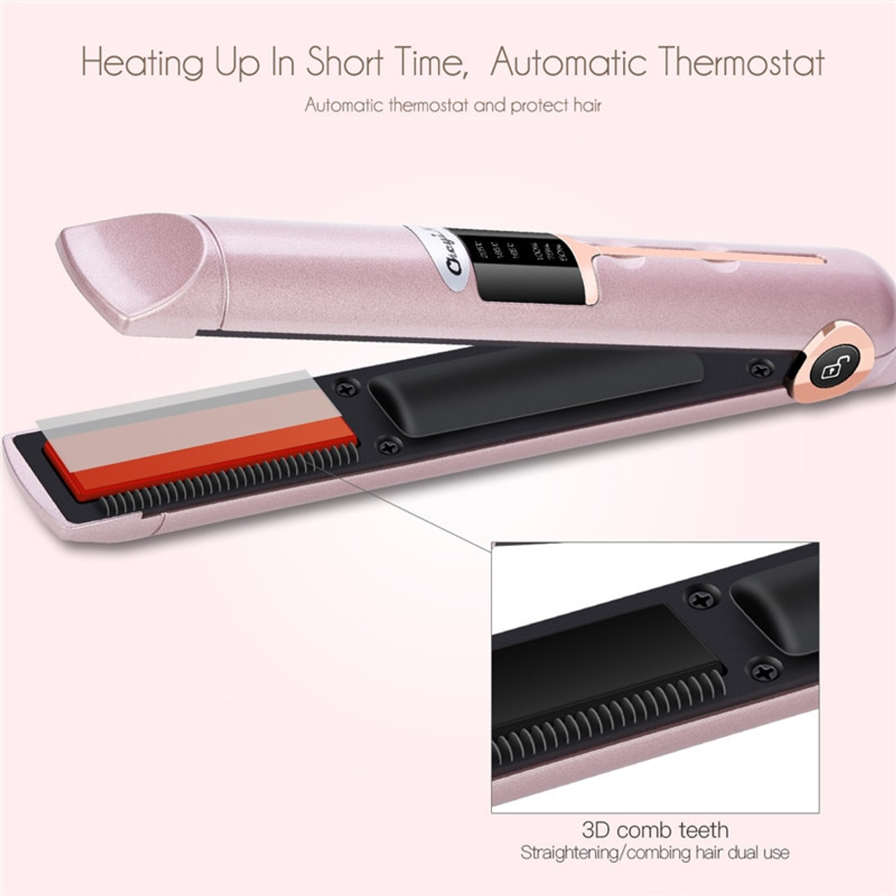 Wireless Usb Rechargeable Flat Iron Mini 2 In1 Portable Led