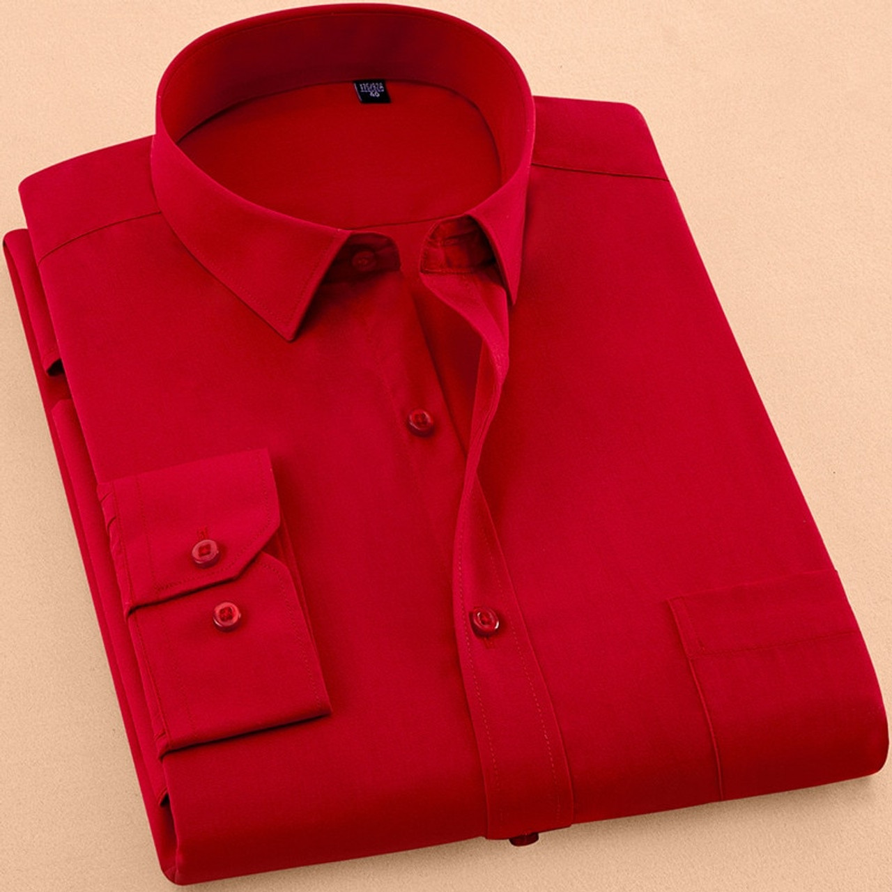 2018 New Autumn Mens Dress Shirt Long Sleeve Casual Pure Color