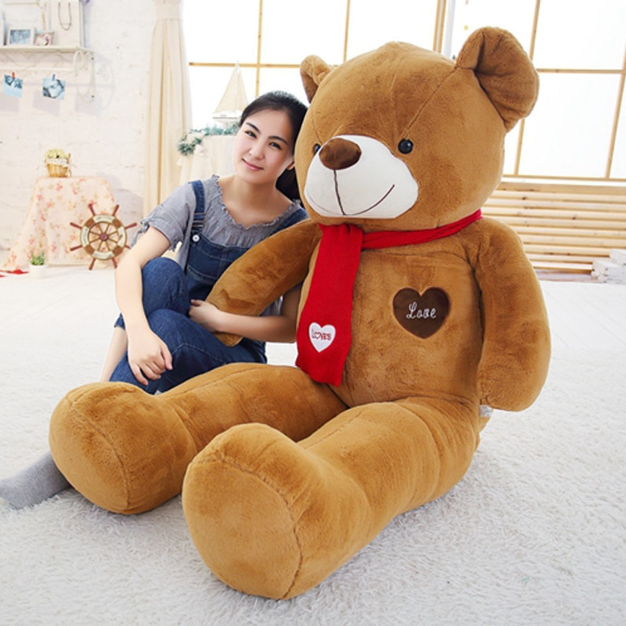 Soft Big Teddy Bear Stuffed Animal Plush Toy With Scarf 80cm100cm