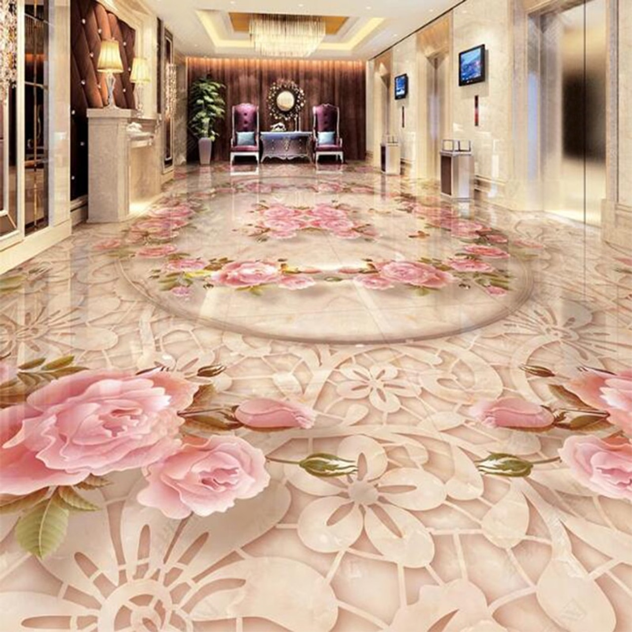 Baby Pink Flower Petals Full 00051 Floor Decals 3D Wallpaper Wall Mura   IDecoRoom