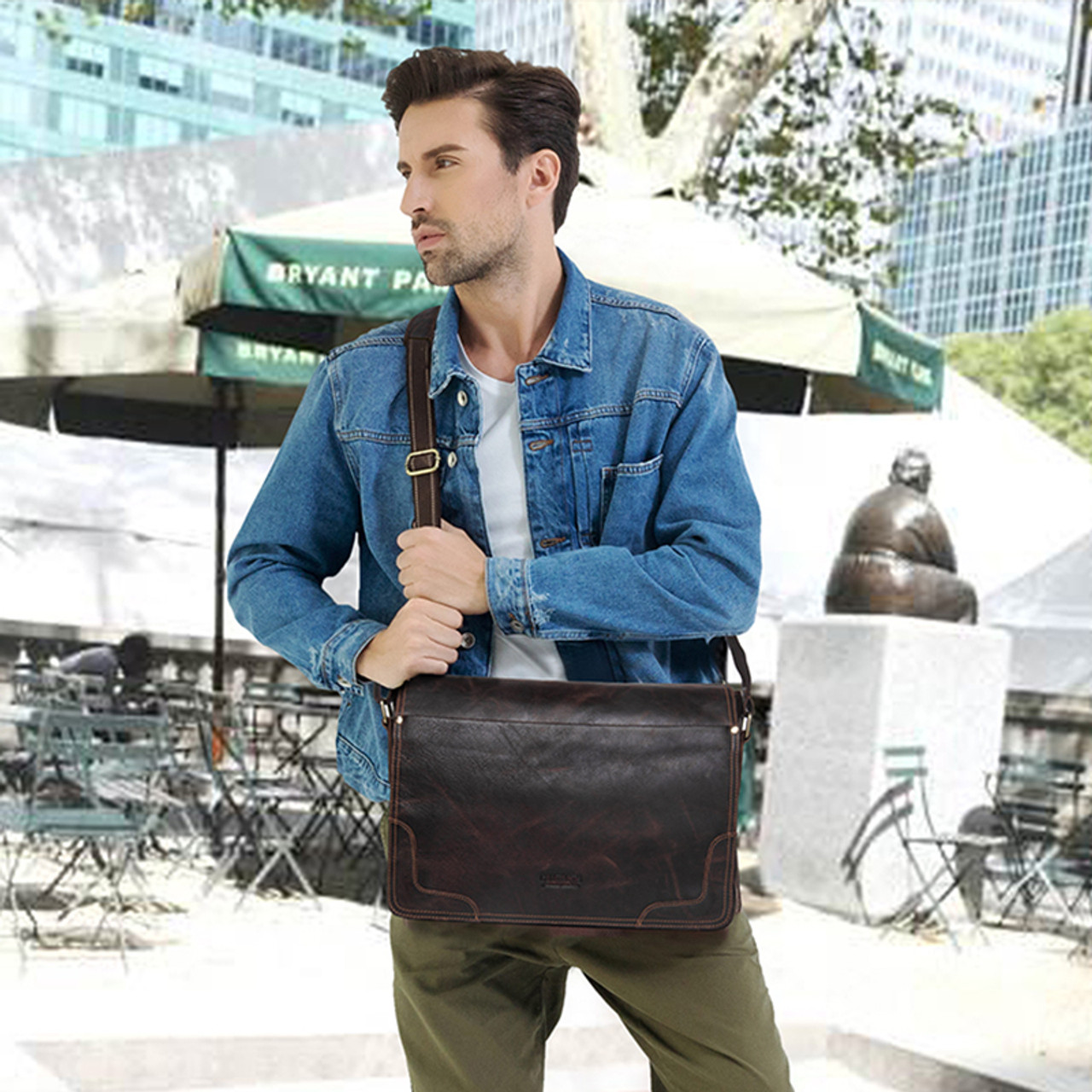 CONTACT'S Casual Shoulder Crossbody bag Genuine Leather Men's Briefcase  Leather Laptop Bag Male Messenger Bags Designer Bag 2017 