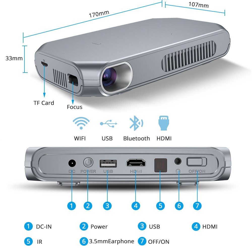 rigal rd603 mini dlp projector android wifi bluetooth led proyector pico pocket hd portable shutter active 3d projector 4200mah