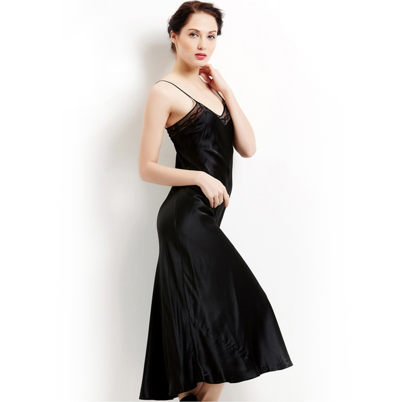 long black silk nightdress