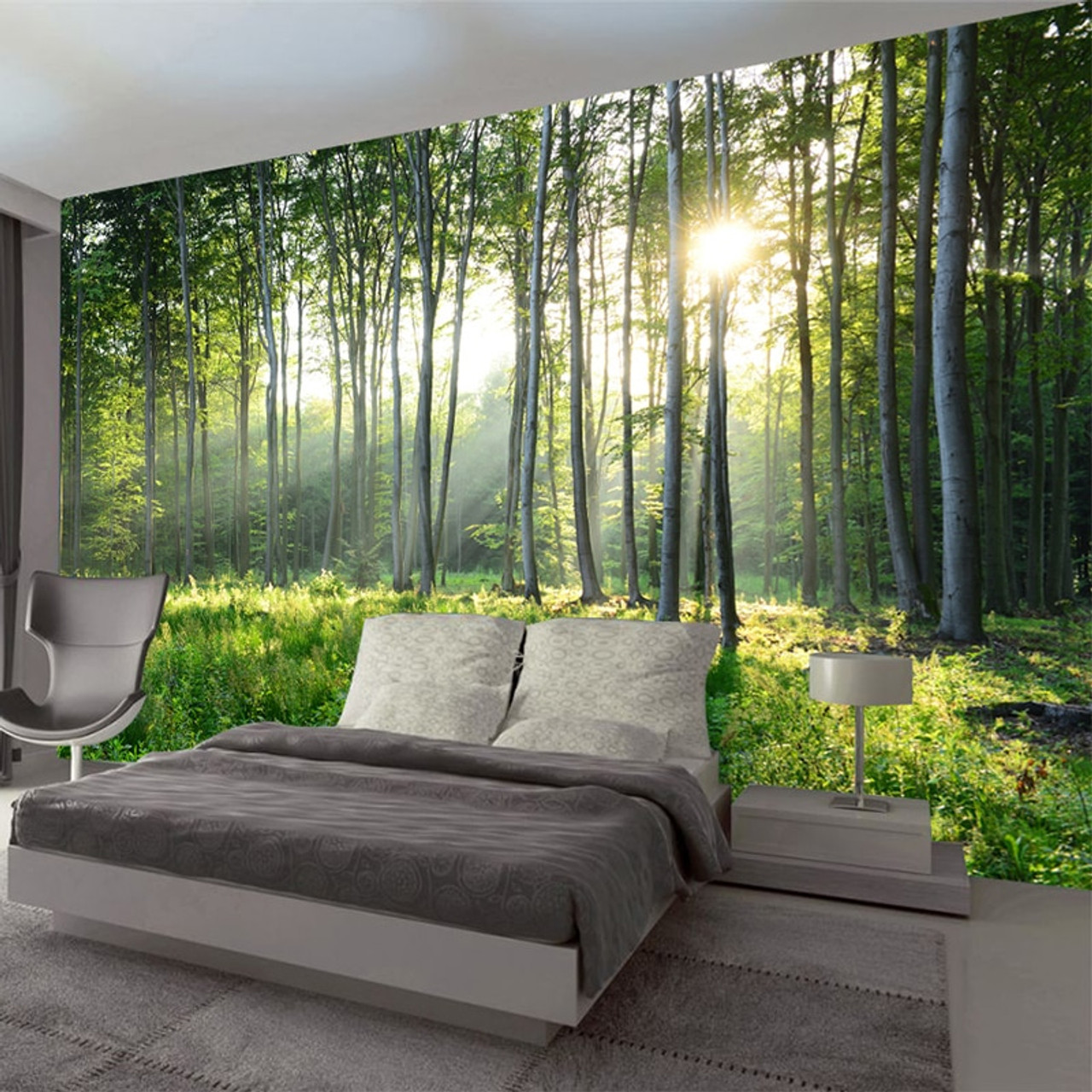 Custom Photo Wallpaper 3d Green Forest Nature Scenery Murals Living Room Bedroom Background Wall Covering Modern Home Decor 3 D